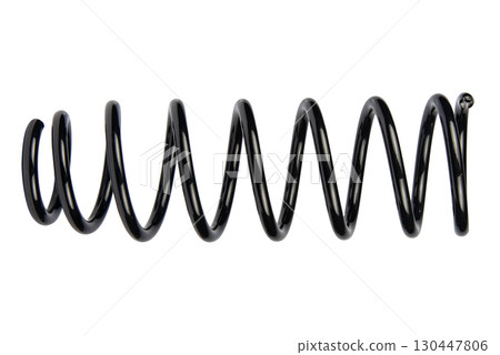 Black Coil Spring Isolated On White Background Black Coil Spring Isolated On White Background 130447806