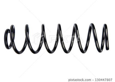 Black Coil Spring Isolated On White Background Black Coil Spring Isolated On White Background 130447807