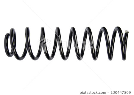 Black Coil Spring Isolated On White Background Black Coil Spring Isolated On White Background 130447809