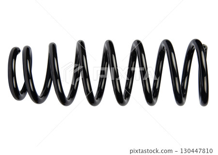 Black Coil Spring Isolated On White Background 130447810