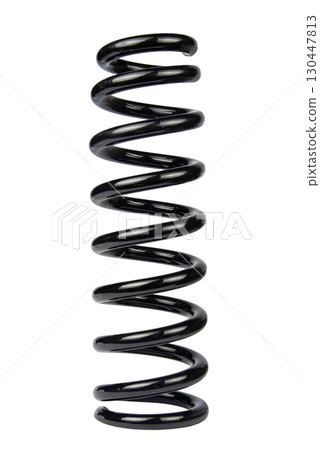 Black Coil Spring Isolated On White Background 130447813