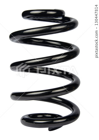 Black Coil Spring Isolated On White Background Black Coil Spring Isolated On White Background 130447814