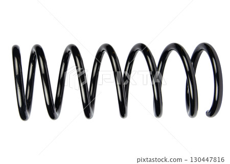 Black Coil Spring Isolated On White Background 130447816