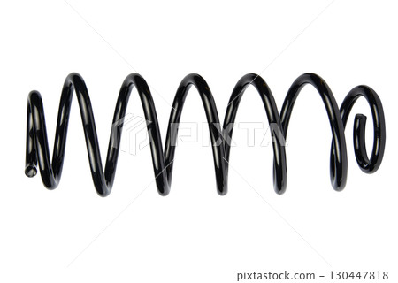 Black Coil Spring Isolated On White Background Black Coil Spring Isolated On White Background 130447818