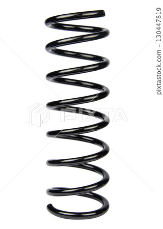 Black Coil Spring Isolated On White Background 130447819