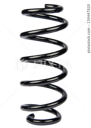 Black Coil Spring Isolated On White Background Black Coil Spring Isolated On White Background 130447820