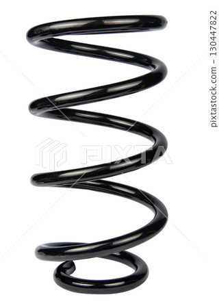 Black Coil Spring Isolated On White Background Black Coil Spring Isolated On White Background 130447822