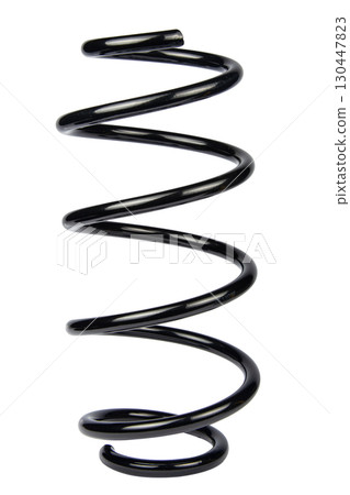 Black Coil Spring Isolated On White Background Black Coil Spring Isolated On White Background 130447823