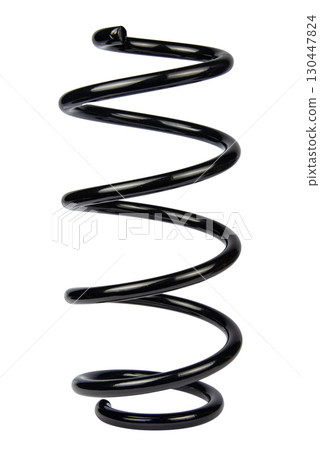 Black Coil Spring Isolated On White Background Black Coil Spring Isolated On White Background 130447824