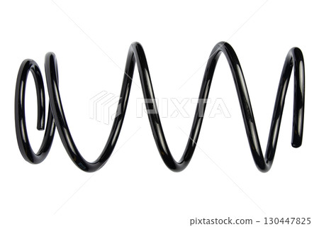 Black Coil Spring Isolated On White Background Black Coil Spring Isolated On White Background 130447825