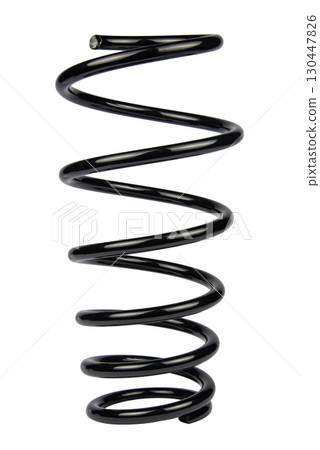 Black Coil Spring Isolated On White Background Black Coil Spring Isolated On White Background 130447826