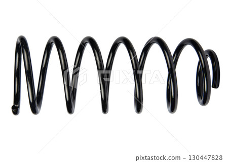 Black Coil Spring Isolated On White Background Black Coil Spring Isolated On White Background 130447828