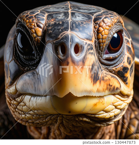 Sea turtle portrait with detailed shell patterns and big eyes 130447873