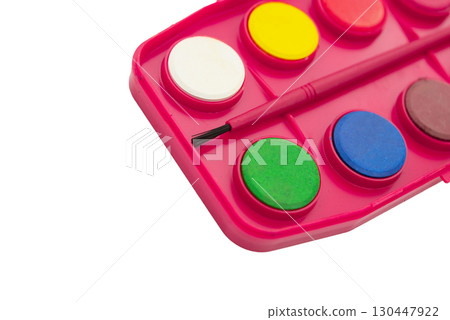 watercolor paints on a white background 130447922