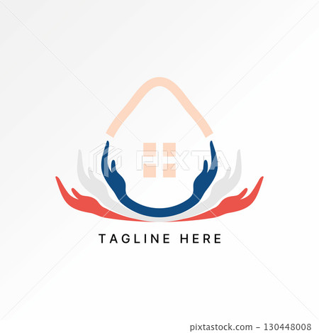Logo design graphic concept creative premium vector stock image top sell 6 hands up with home like avocado fruit for relax to investing house finance  130448008