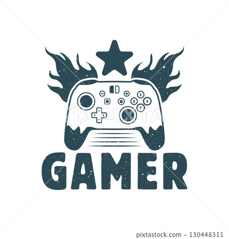 Gamer T-Shirt Design, Gaming T-Shirt Design, Gamer T-Shirt Svg, Gaming Vector Graphics, Vintage Gamer Vector. 130448311