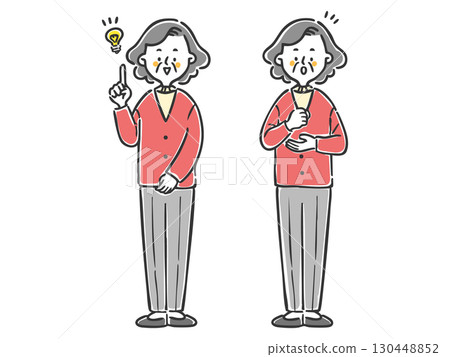 理解的高階女性，全身，向量圖 130448852
