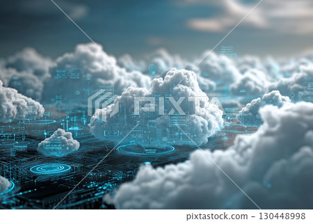 數位雲的抽象圖像 130448998