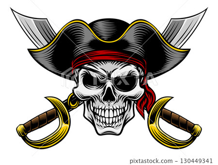 Skull Pirate Crossbones Cross Cutlass Swords Skull Pirate Crossbones Cross Cutlass Swords 130449341