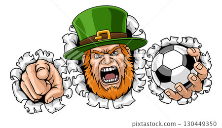 Leprechaun Celtic Irish Soccer Football Mascot 130449350