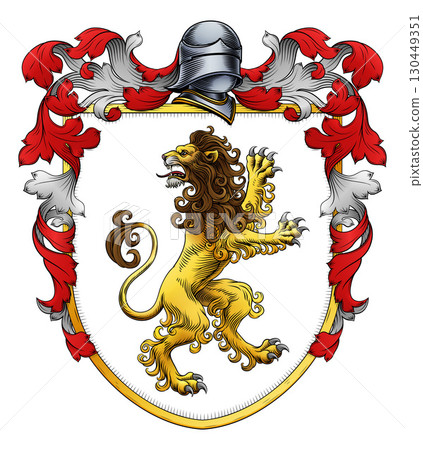 Coat of Arms Crest Lion Heraldic Medieval Shield Coat of Arms Crest Lion Heraldic Medieval Shield 130449351