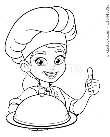 Chef Woman Female Serving Dish Thumbs Up Chef Woman Female Serving Dish Thumbs Up 130449356