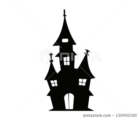 Spooky mansion vector material Black silhouette design 130450100