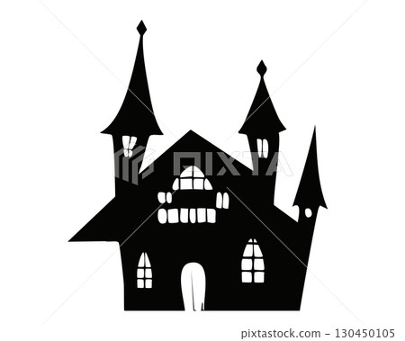 Spooky mansion vector material Black silhouette design 130450105