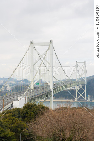 從福岡縣北九州市布刈公園第二觀景台眺望關門橋 從福岡縣北九州市布刈公園第二觀景台眺望關門橋 130450197