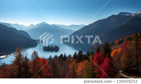 landscape with lake in autumn 130450252