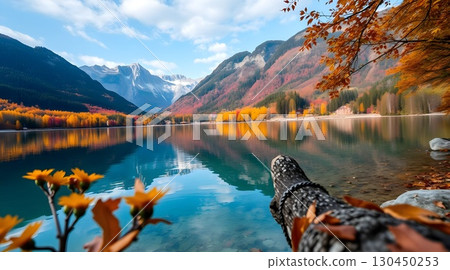 beautiful lake in autumn 130450253