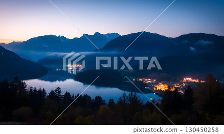 mountain landscape at sunrise 130450258