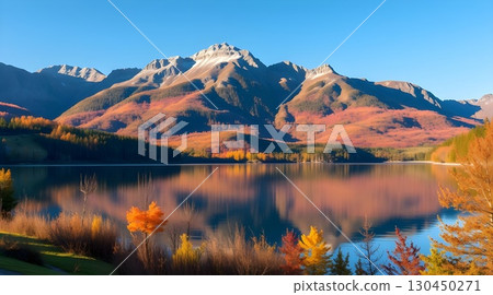 beautiful lake in autumn 130450271