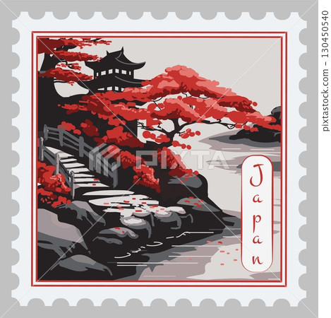 Travel map. Japanese postmark. Country sightseeing. Kyoto landmark. Postage label design. Scrapbook tag. Famous architecture in Japan. Summer vacation tour. Envelope post stamp. Postal vector sticker Travel map. Japanese postmark. Country sightseeing. Kyoto landmark. Postage label design. Scrapbook tag. Famous architecture in Japan. Summer vacation tour. Envelope post stamp. Postal vector sticker 130450540