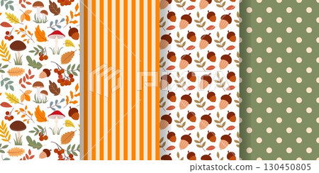 Autumn nature seamless patterns collection 130450805