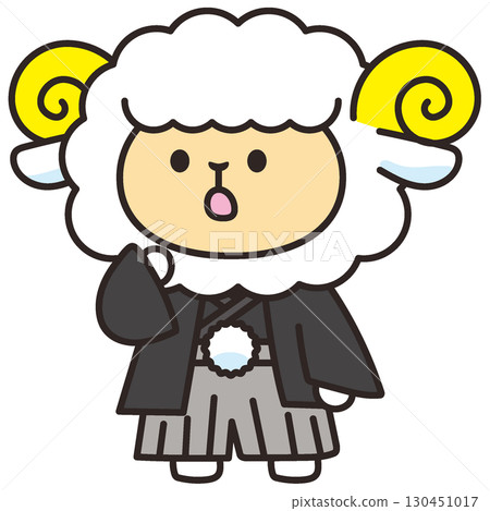 新年日式羊人物插畫慶祝新年 130451017