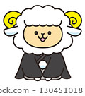 New Year's Japanese-style sheep character illustration celebrating the New Year 130451018
