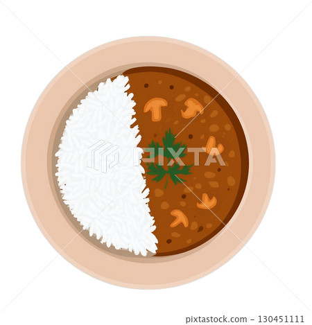 Brown curry rice seen from above 130451111