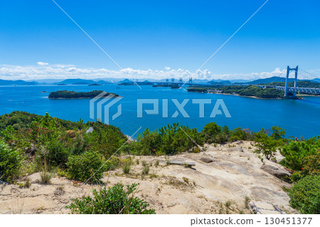 岡山縣倉敷市：從鷲峰山看到的瀨戶大橋、下津井瀨戶大橋 130451377