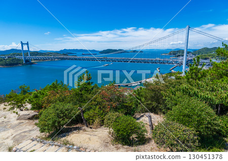 Kurashiki City, Okayama Prefecture: The Seto Ohashi Bridge seen from Mt. Washuu, Shimotsui Seto Ohashi Bridge Kurashiki City, Okayama Prefecture: The Seto Ohashi Bridge seen from Mt. Washuu, Shimotsui Seto Ohashi Bridge 130451378