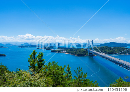 岡山縣倉敷市：從鷲峰山看到的瀨戶大橋、下津井瀨戶大橋 130451396