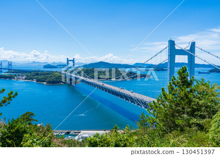 岡山縣倉敷市:從鷲峰山看到的瀨戶大橋、下津井瀨戶大橋 岡山縣倉敷市:從鷲峰山看到的瀨戶大橋、下津井瀨戶大橋 130451397