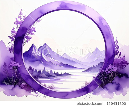 紫色夢幻:水彩湖光山色 紫色夢幻:水彩湖光山色 130451800