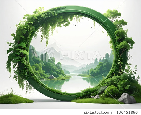 綠樹環繞的神秘圓形大門 綠樹環繞的神秘圓形大門 130451866