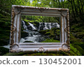 A waterfall leading to the Kikuchi Gorge with a clear stream flowing through nature 130452001