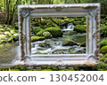 A waterfall leading to the Kikuchi Gorge with a clear stream flowing through nature 130452004