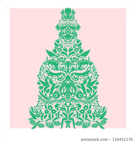 floral pattern with a tree floral pattern with a tree 130452170