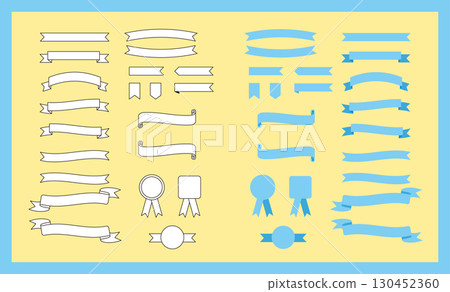 標題裝飾絲帶設計 | 單色 & 藍色 130452360