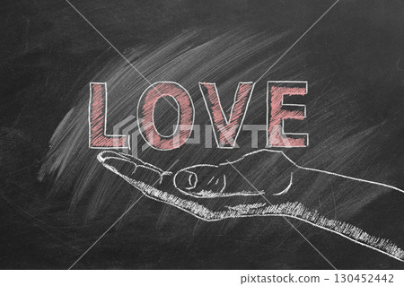 Love. Chalk drawn illustration 130452442
