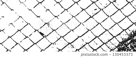 Rabitz chain link mesh abstract vector illustration with grunge grain gritty stipple texture isolated on transparent background For album cover, banner layout 130453373